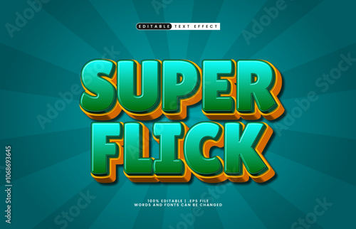 super flick editable text effect with a super and kids text style