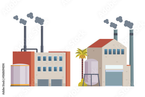 Factory building vector illustration, element for city, infographic and industry illustration