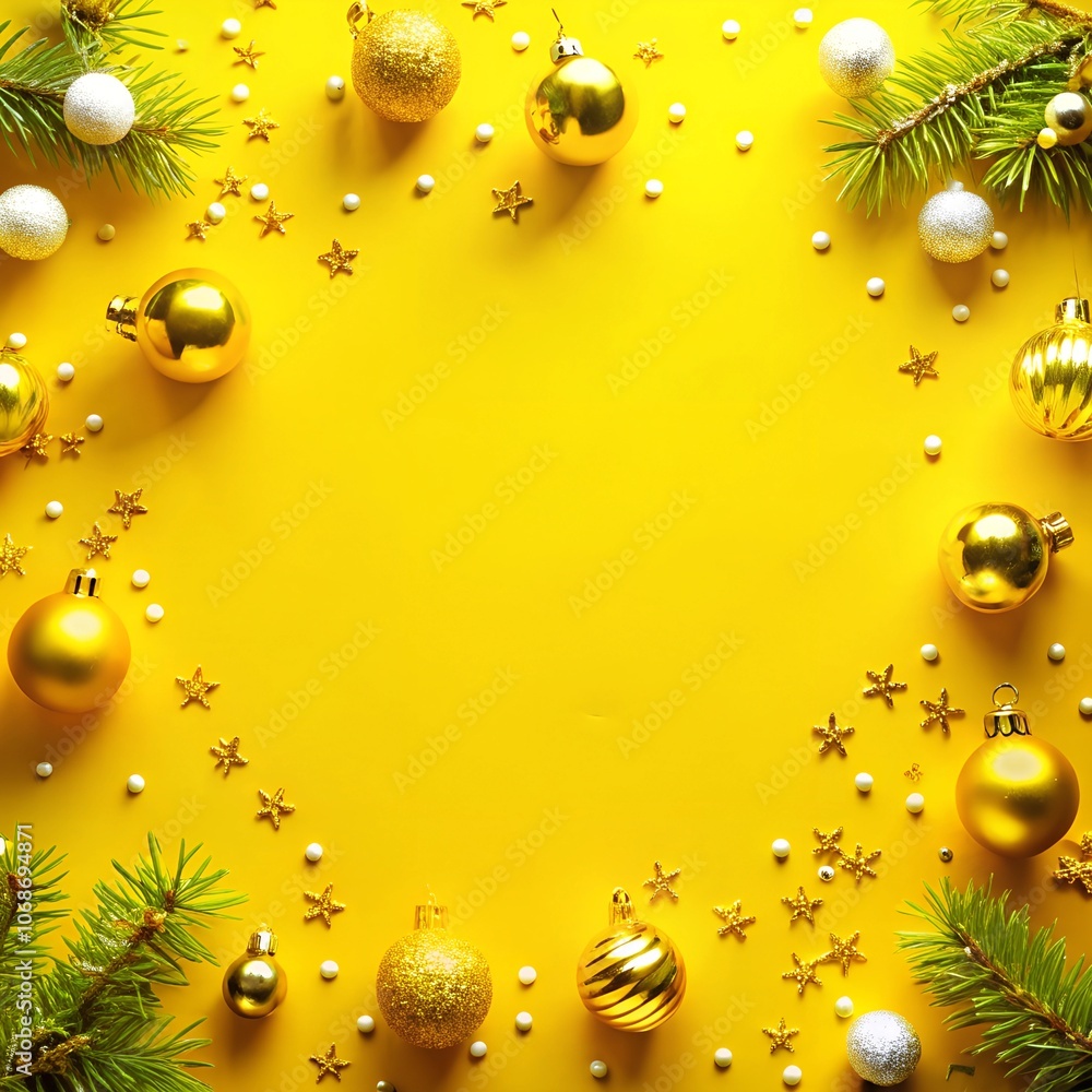 Fototapeta premium Christmas background with 3D abstract Christmas decorations.
