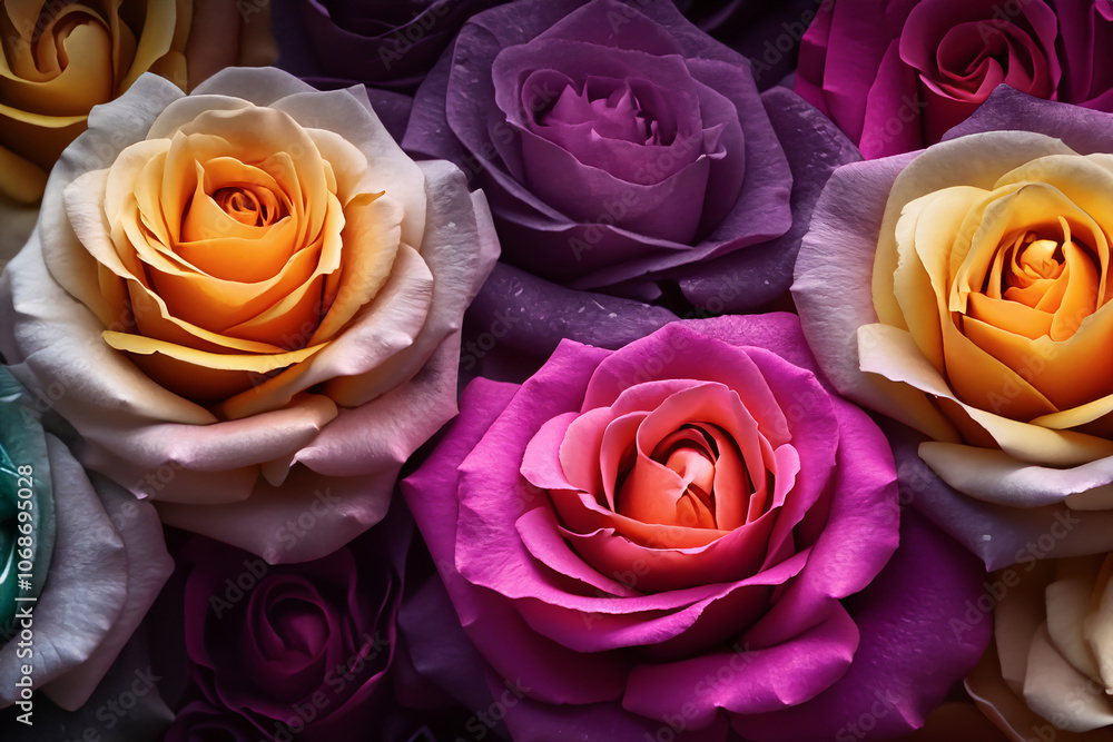 Rosen in Regenbogen Farben, copy space, Hintergrund oder Banner Rosen in Regenbogen Farben, copy space, Hintergrund oder Banner