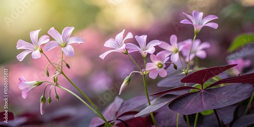 Abstract oxalis art; vibrant, overlapping blooms. photo