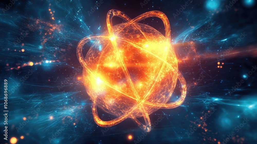 3D rendering of molecules and atoms on a dynamic, glowing science background, symbolizing advanced chemistry, medical science, and technological research