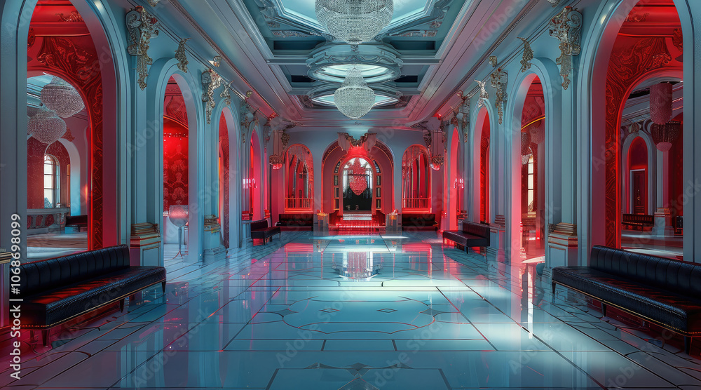 Obraz premium Royal style interiors, disco, club, red.