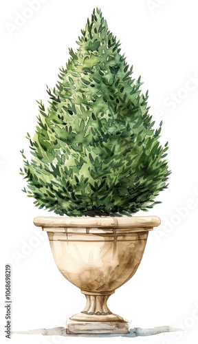 PNG Elegant potted topiary illustration