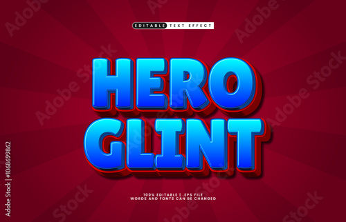 hero glint editable text effect with a super and kids text style