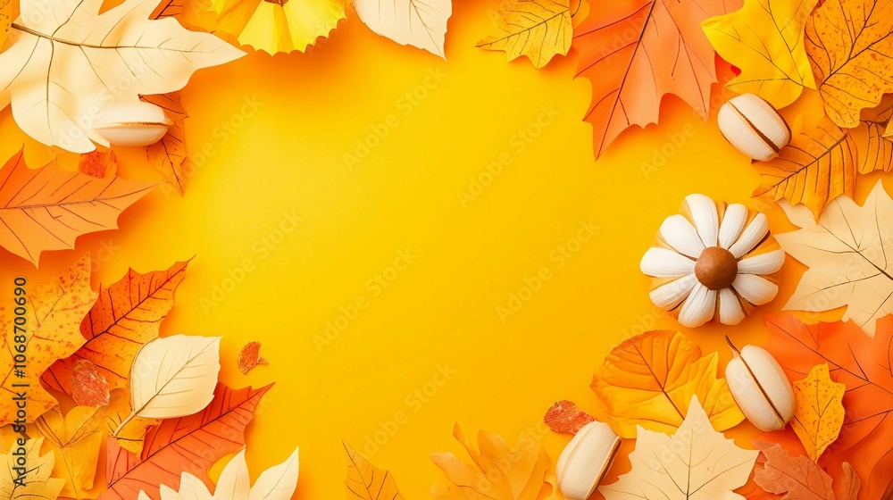 Autumn Rustic Invitation Template with Leaves and Treats Autumn Rustic Invitation Template with Leaves and Treats