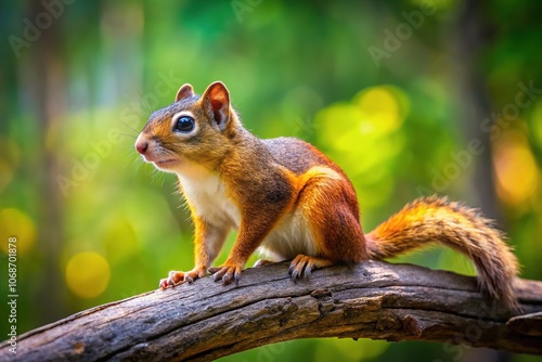 A vibrant creature of the forest, the Golden-eared Squirrel (Geosciurus inauris) is a rodent with distinctive golden ear tufts, a delight to spot among the trees. photo