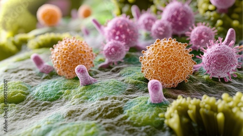 Wallpaper Mural Colorful 3D illustration of embryonic stem cells, emphasizing their role in cellular therapy and regenerative medicine for medical science and research Torontodigital.ca