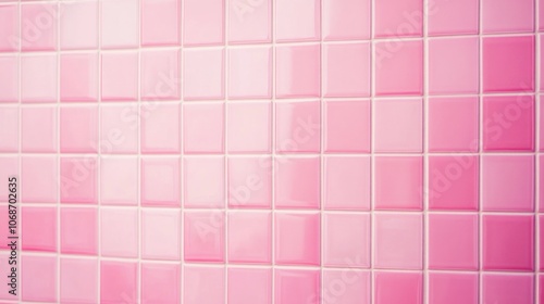 Pink tile wall chequered background Tiled Close-Up: Grid Pattern of Pastel Tiles with