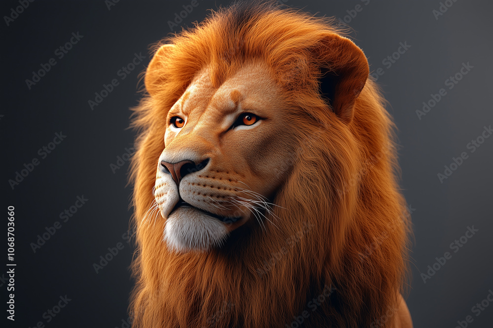 Fototapeta premium Lion with a long mane and a long tail