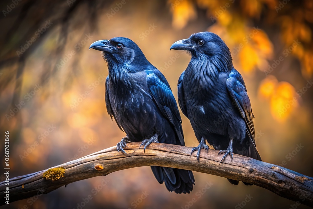 Fototapeta premium Black Ravens on Branch - Fashion Photography