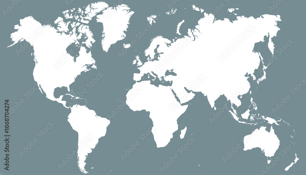 Naklejka premium World map. Grey modern vector map. Silhouette map.