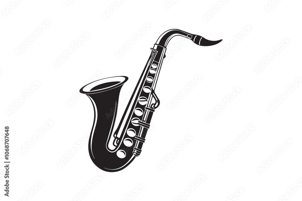 Naklejka premium Saxophone Silhouette vector illustration, Saxophone Silhouette Bundle 