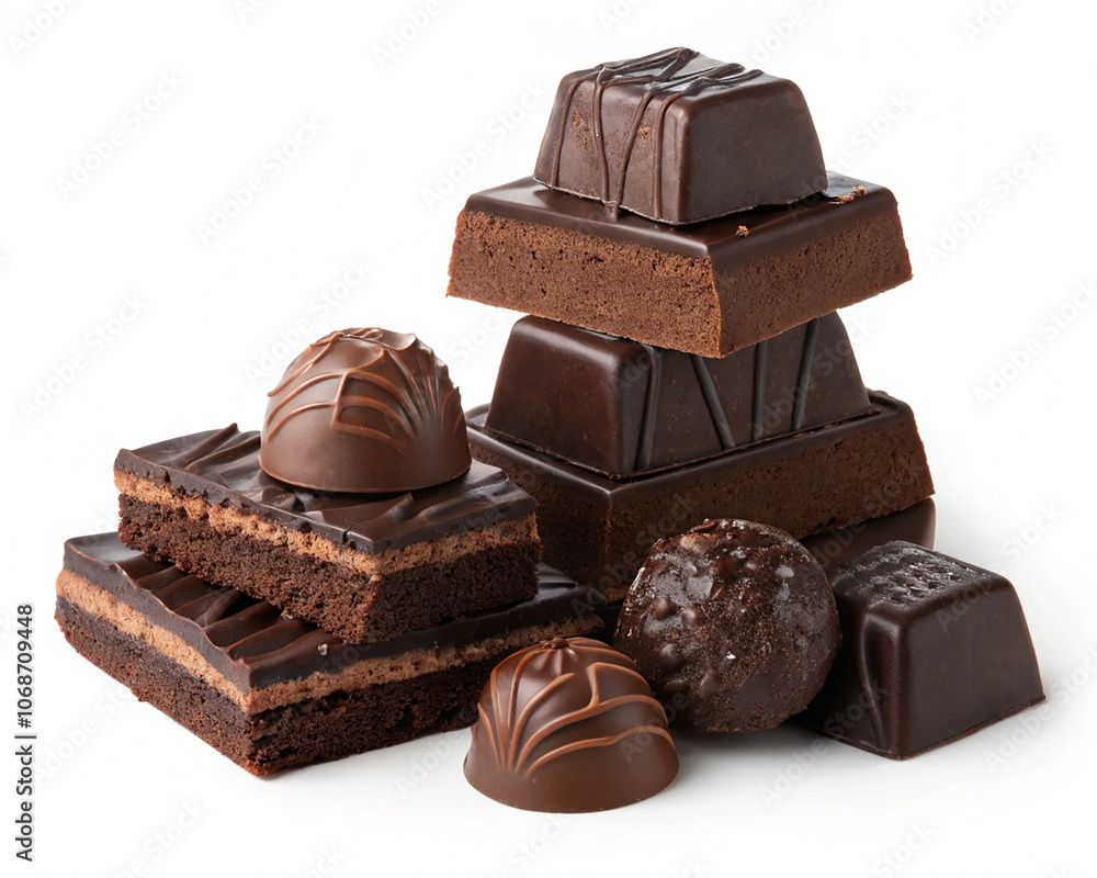 Chocolate thins with white cream filling isolated on white,Chocolate Covered Caramels Sprinkled with Sea Salt Chocolate thins with white cream filling isolated on white,Chocolate Covered Caramels Sprinkled with Sea Salt