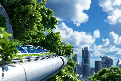 Innovative urban architecture integrates technology for sustainable transportation in future smart cities #1068710686