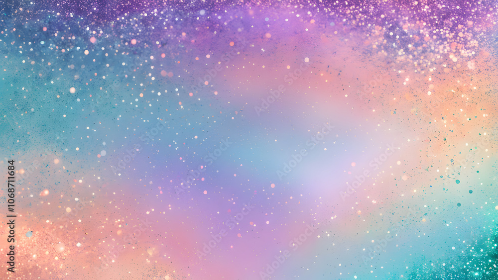 A prismatic gradient background featuring teal peach and purple with delicate holographic glitters, AI generated A prismatic gradient background featuring teal peach and purple with delicate holographic glitters, AI generated