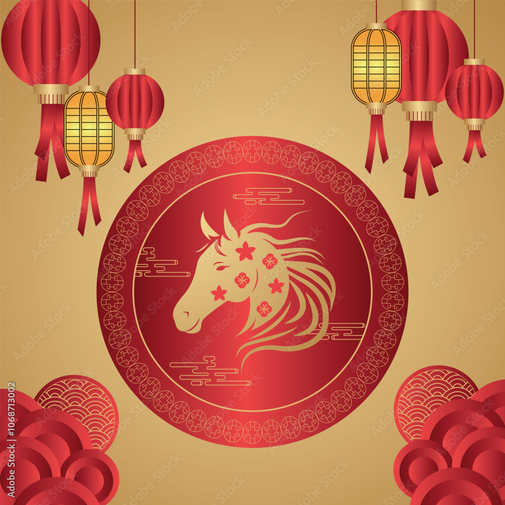Chinese New Year. 2026, the year of the horse. Vector Chinese New Year. 2026, the year of the horse. Vector