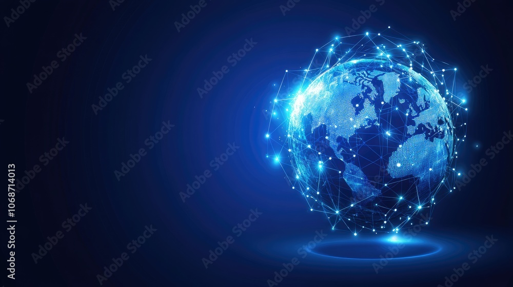 Fototapeta premium globe with network icon, futuristic tech, technology 