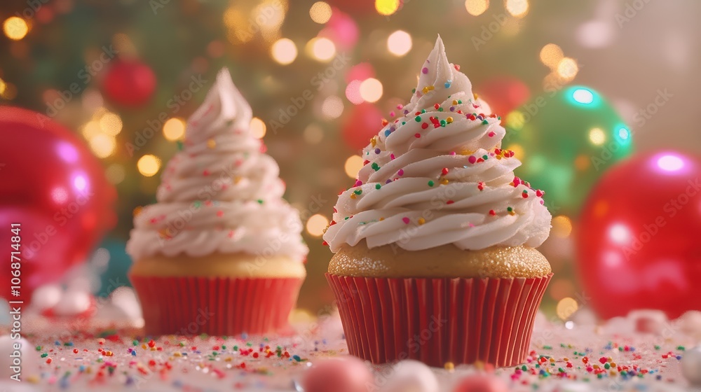 Festive Cupcakes with Holiday Themed Frosting Festive Cupcakes with Holiday Themed Frosting