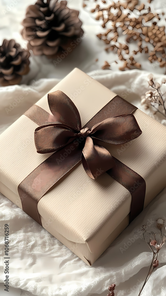 a light beige gift box on a white background a light beige gift box on a white background