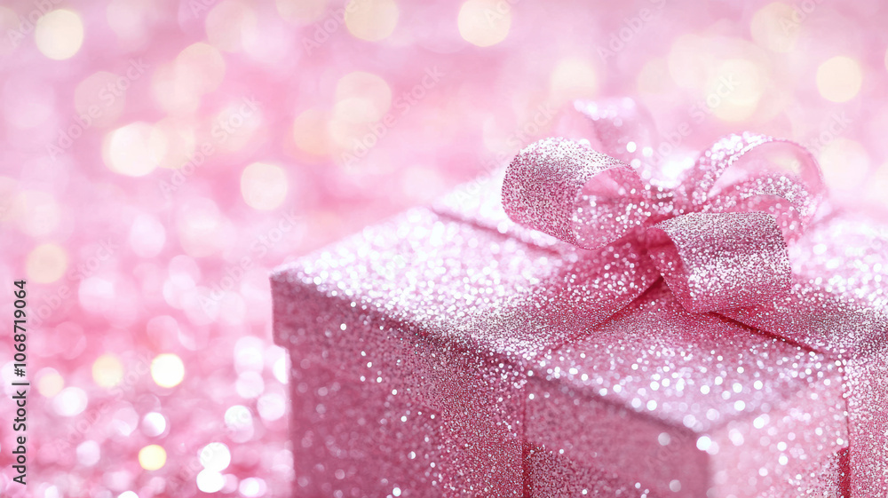 Elegant Christmas present with bokeh lights Elegant Christmas present with bokeh lights