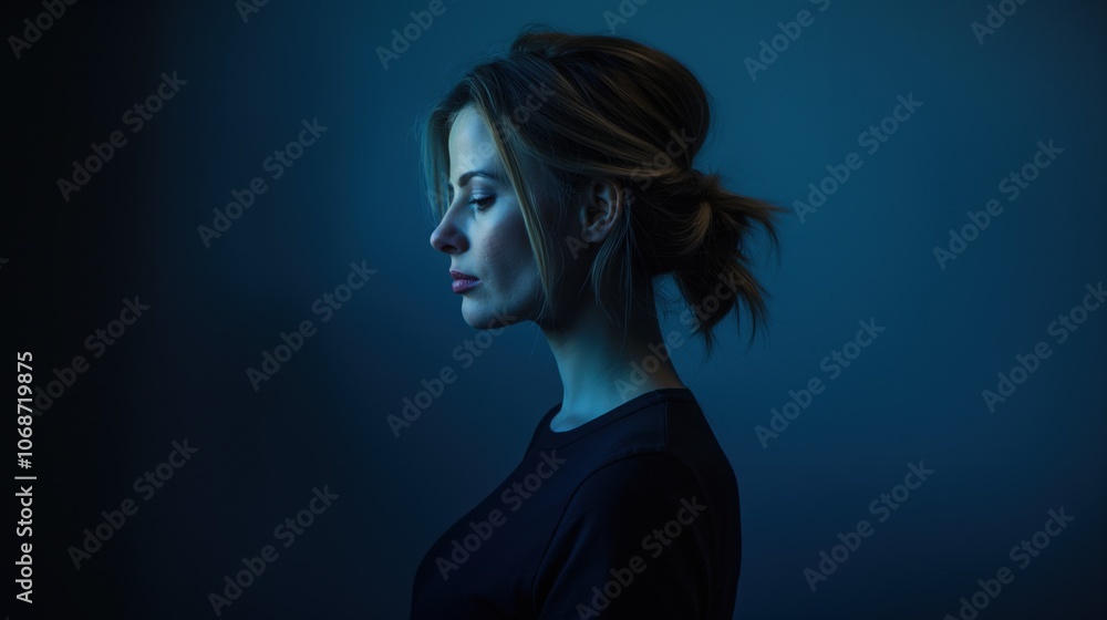 Portrait of a sad pregnant woman in profile - Women's Rights Issues Portrait of a sad pregnant woman in profile - Women's Rights Issues