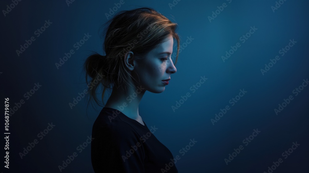 Portrait of a sad pregnant woman in profile - Women's Rights Issues Portrait of a sad pregnant woman in profile - Women's Rights Issues