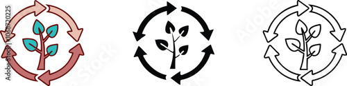 Circular Economy Plant Growth Renewal Symbol