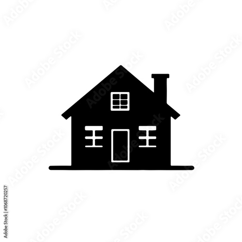 Minimalist house silhouette with bold design, ideal for modern real estate and property branding. Perfect for web and print use.