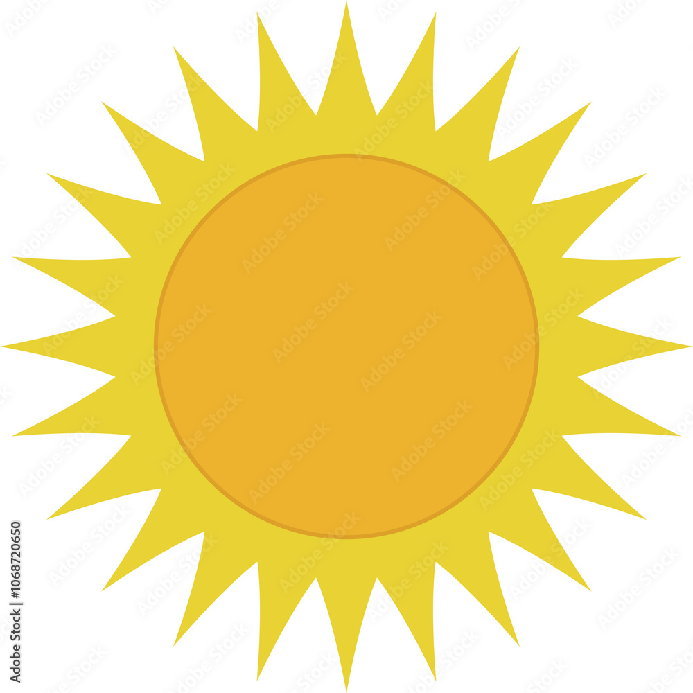 Sun. Yellow icon isolated on white background. Sun. Yellow icon isolated on white background.