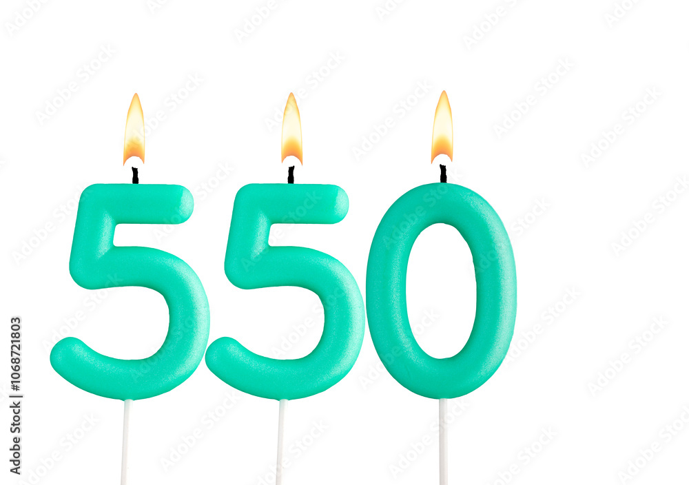 Candles forming the number 550 Candles forming the number 550