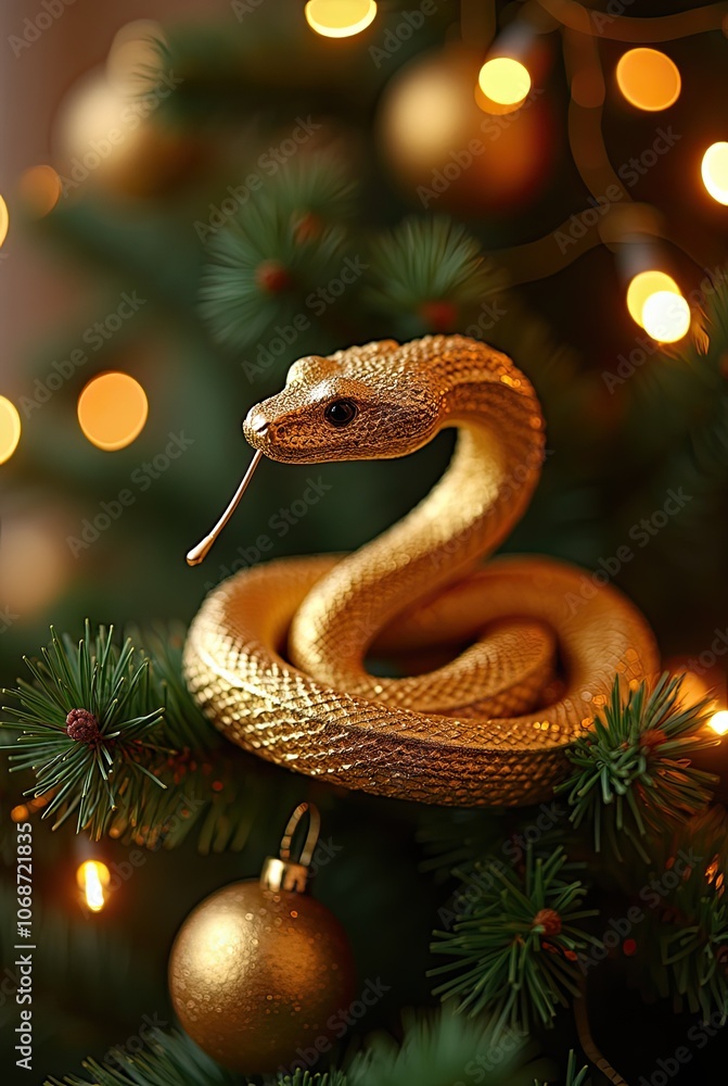 Gold Snake Christmas Tree Ornament with Lights Gold Snake Christmas Tree Ornament with Lights