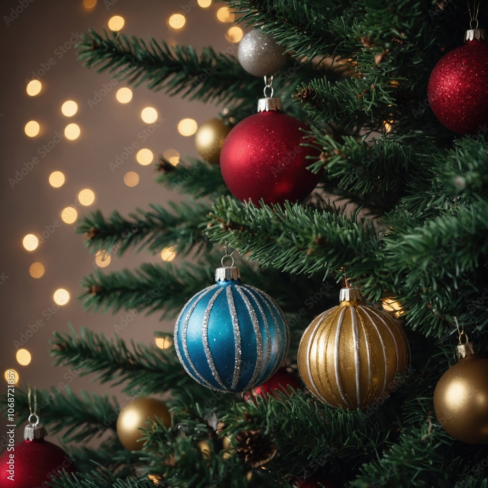 The tree glimmers with cheerful ornaments that celebrate the season The tree glimmers with cheerful ornaments that celebrate the season