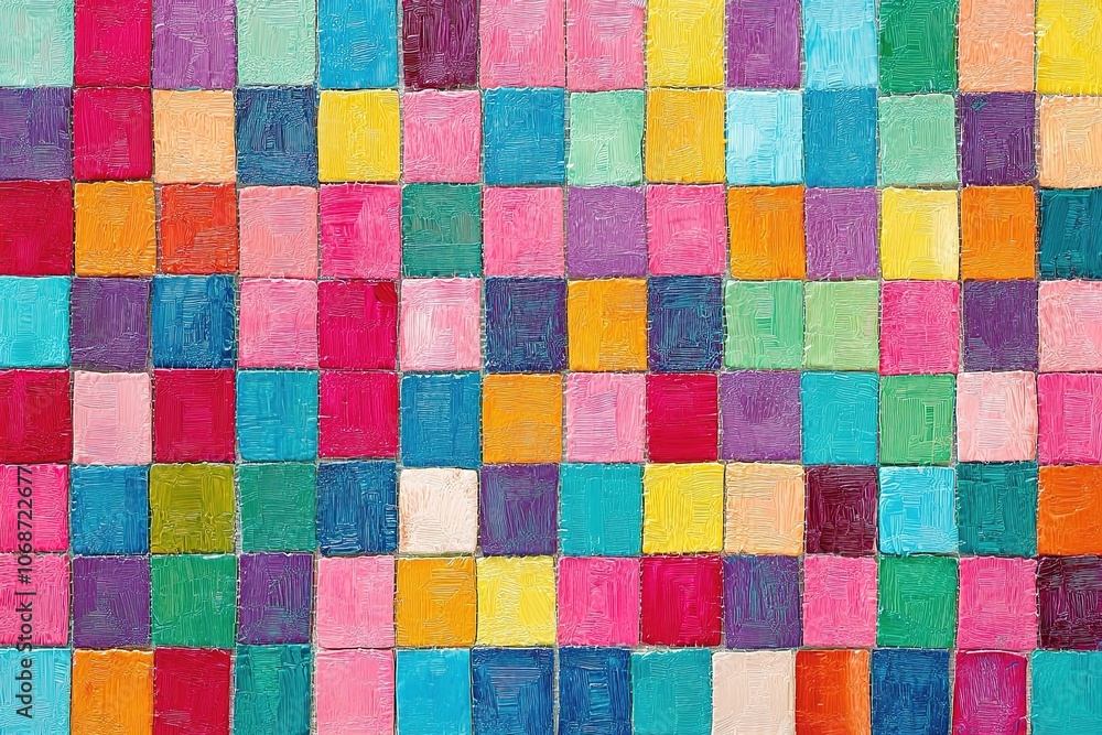 Colorful square mosaic in oil painting style. Colorful square mosaic in oil painting style.
