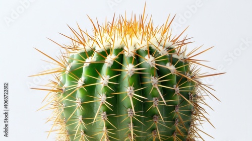 Bright Macro View of Cactus Spines Against Simple Background