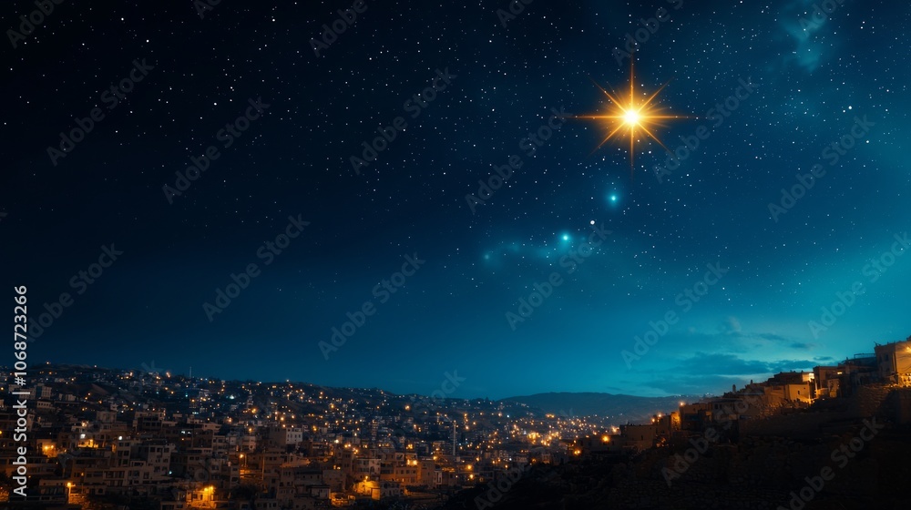 Starlit night sky over a city, capturing the brilliance of stars and tranquil urban atmosphere. Starlit night sky over a city, capturing the brilliance of stars and tranquil urban atmosphere.