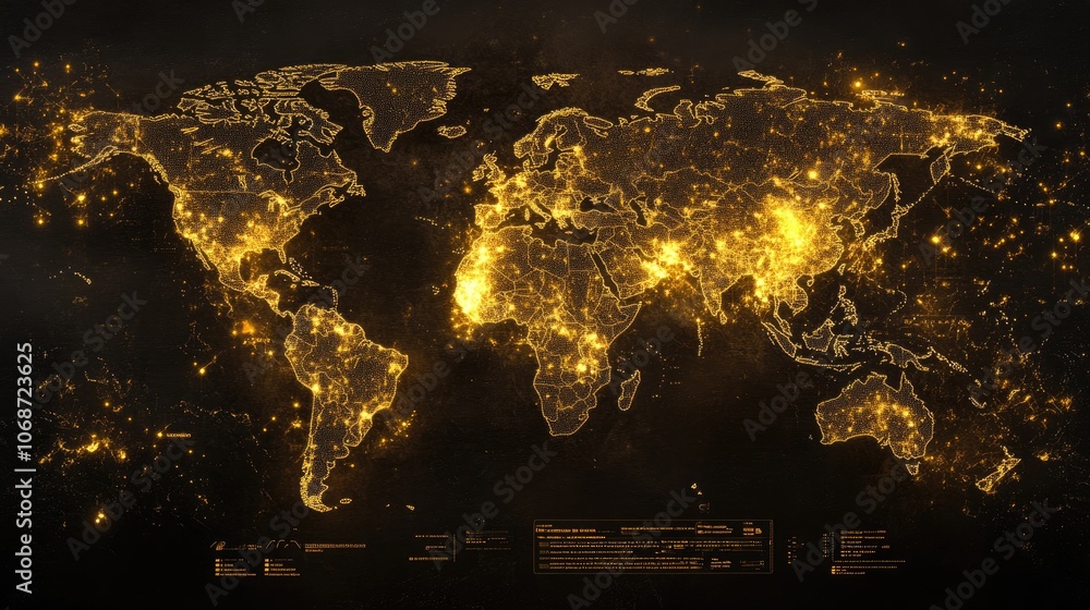 World map with luminous trading data, global network, international business World map with luminous trading data, global network, international business