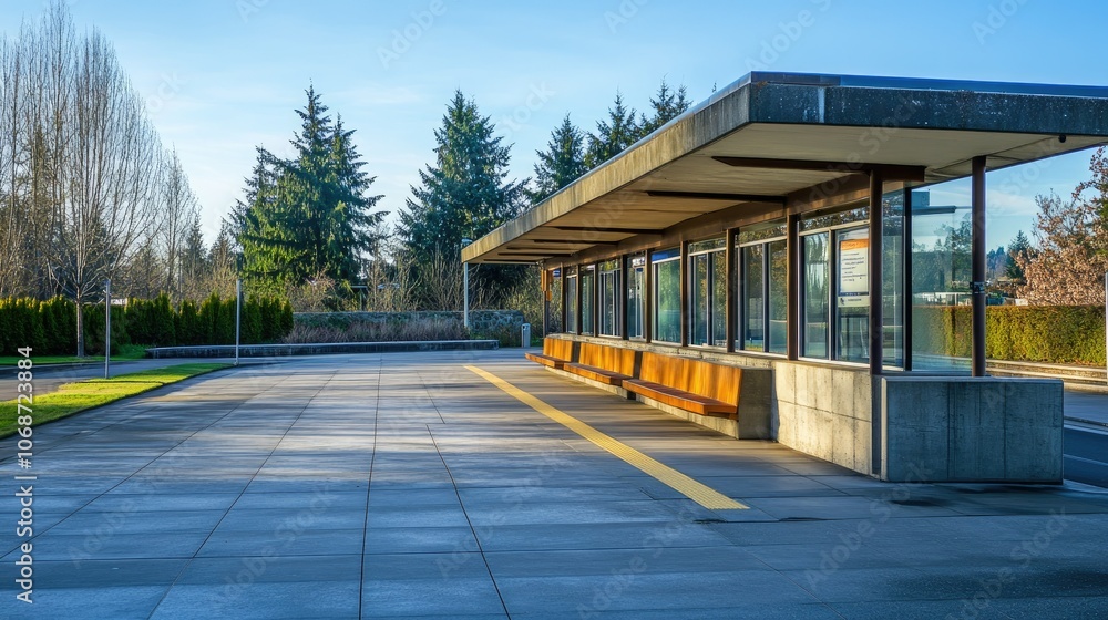 Fototapeta premium Modern Bus Stop in Urban Landscape