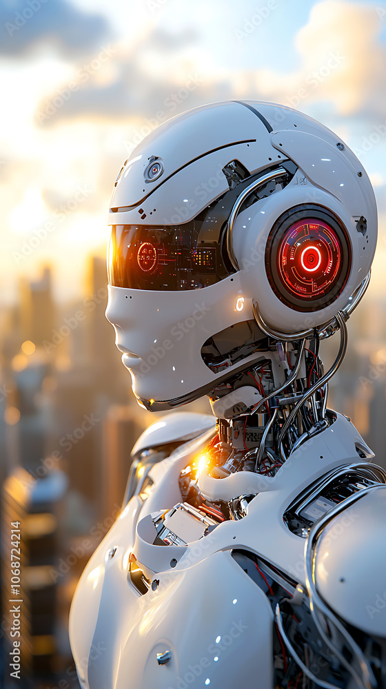 Fototapeta premium Innovative urban landscapes exploring ai-driven robotic systems for sustainable transportation in smart cities