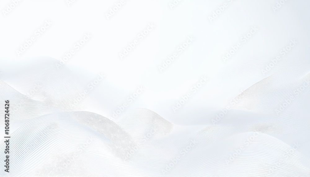 Fototapeta premium Minimalist abstract landscape with soft white waves and gentle curves for elegant background design.