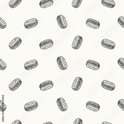vector sandwich repeated pattern design, seamless pattern of sandwich, food background