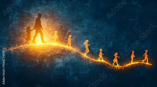 Glowing Roadmap Guiding Through Different Stages of Life s Journey photo