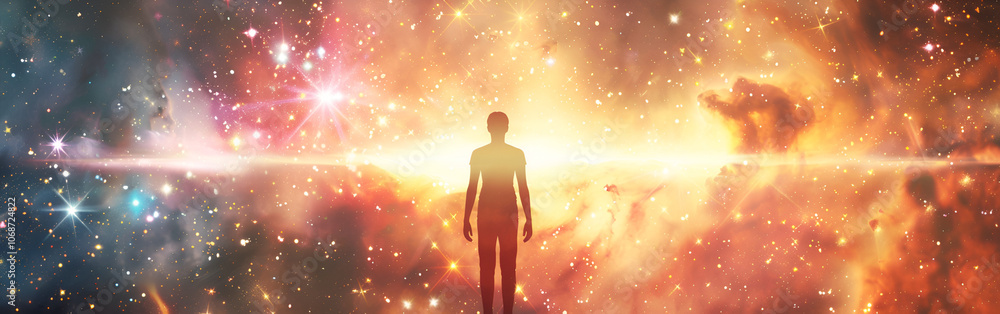 Fototapeta premium The Soul’s Path Embracing the Light Beyond Physical Existence dark background