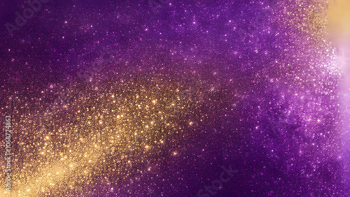 Holographic gold shifting into a gradient of deep purple with shimmering light reflections sweeping, AI Generated