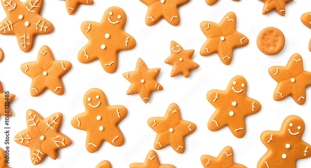 gingerbread cookies christmas seamless pattern with white solid background gingerbread cookies christmas seamless pattern with white solid background