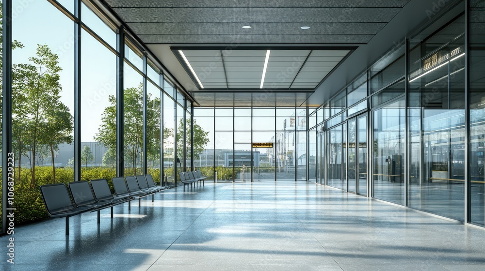 Fototapeta premium Modern Interior of an Airport Terminal Hallway