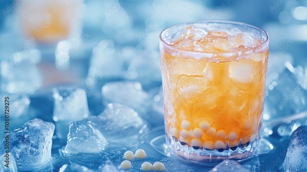 Refreshing Citrus Drink with Ice in a Vibrant Setting Refreshing Citrus Drink with Ice in a Vibrant Setting
