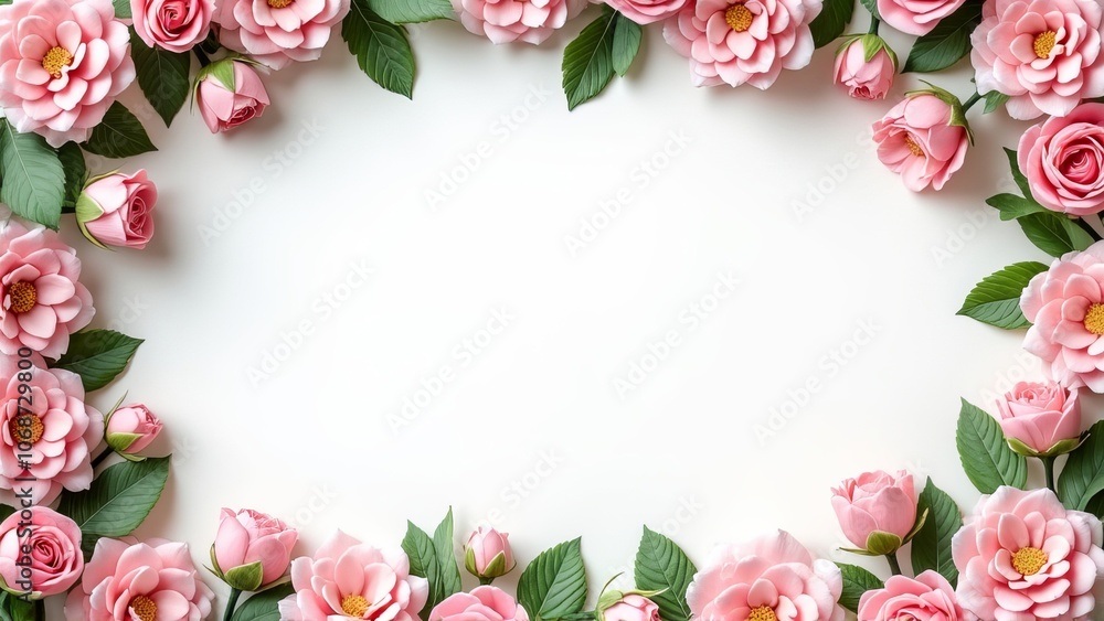 Floral frame mockup white background Floral frame mockup white background