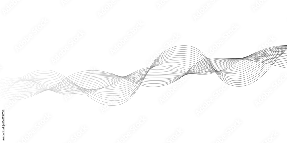Abstract wave element for design. Digital frequency. Elegant abstract smooth swoosh speed gray wave modern stream. art background. Vector illustration. Wave with lines created using blend.
Abstract wave element for design. Digital frequency. Elegant abstract smooth swoosh speed gray wave modern stream. art background. Vector illustration. Wave with lines created using blend.