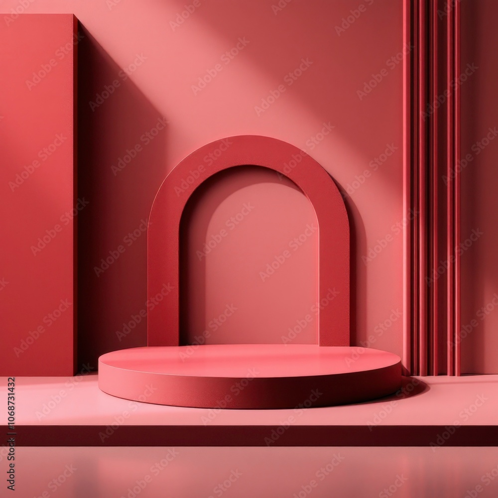 Elegant Red Podium Display Elegant Red Podium Display